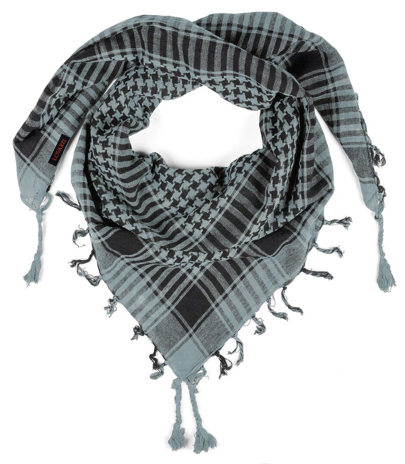 LOVARZI Shemagh Tactical Scarf Men Cotton Keffiyeh Desert Palestinian Grey army military Scarfs - Outdoor Face Wrap Hunting Climbing Hiking Scarves - Dad Gift - Image 1